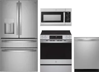 4 Piece Package Includes Refrigerator, Range, Microwave And Dishwasher